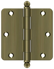 Deltana S35R4-BT 3-1/2" x 3-1/2" Plain Bearing 1/4" Radius Corner Door Hinge - Pair