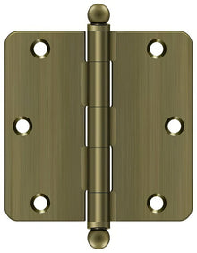 Deltana S35R4-BT 3-1/2" x 3-1/2" Plain Bearing 1/4" Radius Corner Door Hinge - Pair