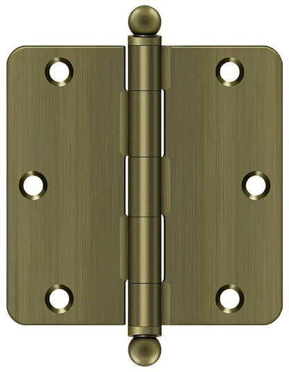 Deltana S35R4-BT 3-1/2" x 3-1/2" Plain Bearing 1/4" Radius Corner Door Hinge - Pair