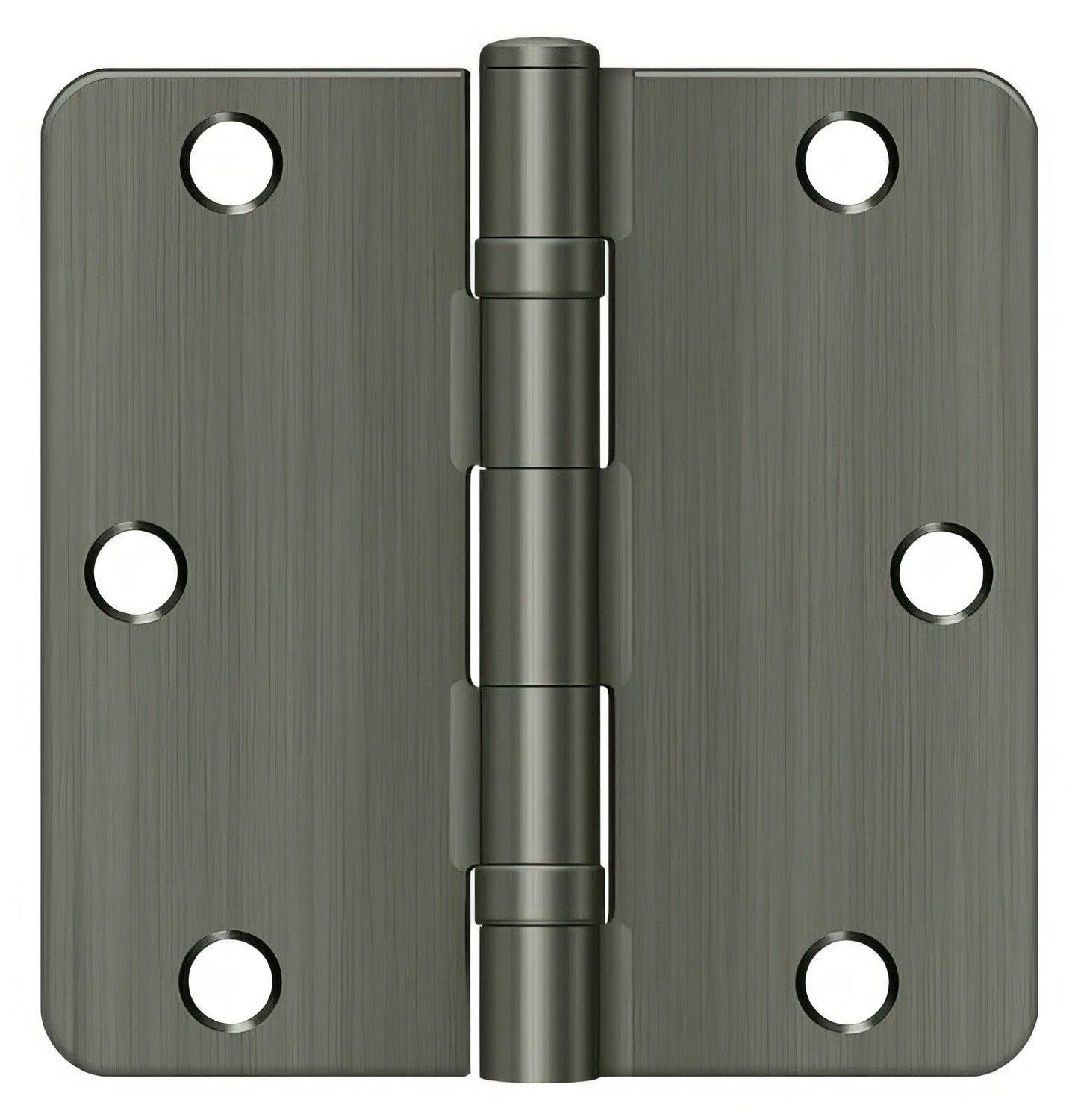 Deltana S35R4BB 3-1/2" x 3-1/2" Ball Bearing 1/4" Radius Corner Door Hinge - Pair