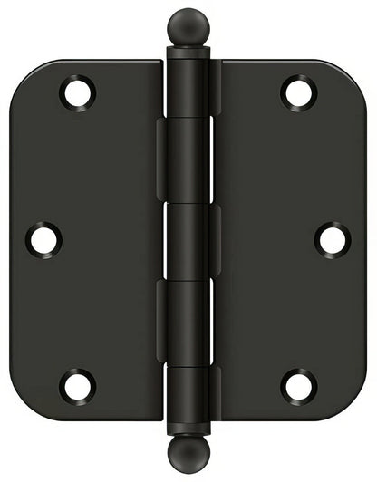 Deltana S35R5-BT 3-1/2" x 3-1/2" Plain Bearing 5/8" Radius Corner Door Hinge - Pair