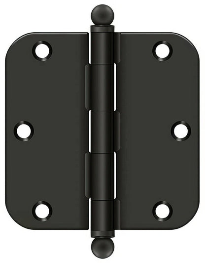 Deltana S35R5-BT 3-1/2" x 3-1/2" Plain Bearing 5/8" Radius Corner Door Hinge - Pair
