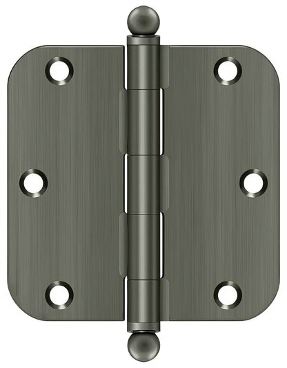 Deltana S35R5-BT 3-1/2" x 3-1/2" Plain Bearing 5/8" Radius Corner Door Hinge - Pair