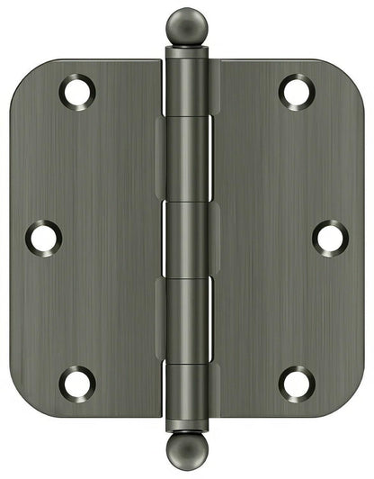 Deltana S35R5-BT 3-1/2" x 3-1/2" Plain Bearing 5/8" Radius Corner Door Hinge - Pair