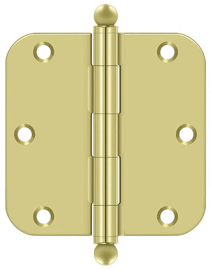 Deltana S35R5-BT 3-1/2" x 3-1/2" Plain Bearing 5/8" Radius Corner Door Hinge - Pair