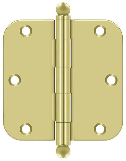 Deltana S35R5-BT 3-1/2" x 3-1/2" Plain Bearing 5/8" Radius Corner Door Hinge - Pair