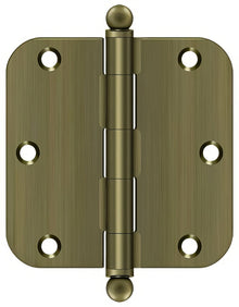 Deltana S35R5-BT 3-1/2" x 3-1/2" Plain Bearing 5/8" Radius Corner Door Hinge - Pair