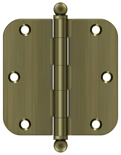Deltana S35R5-BT 3-1/2" x 3-1/2" Plain Bearing 5/8" Radius Corner Door Hinge - Pair