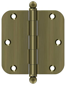 Deltana S35R5-BT 3-1/2" x 3-1/2" Plain Bearing 5/8" Radius Corner Door Hinge - Pair