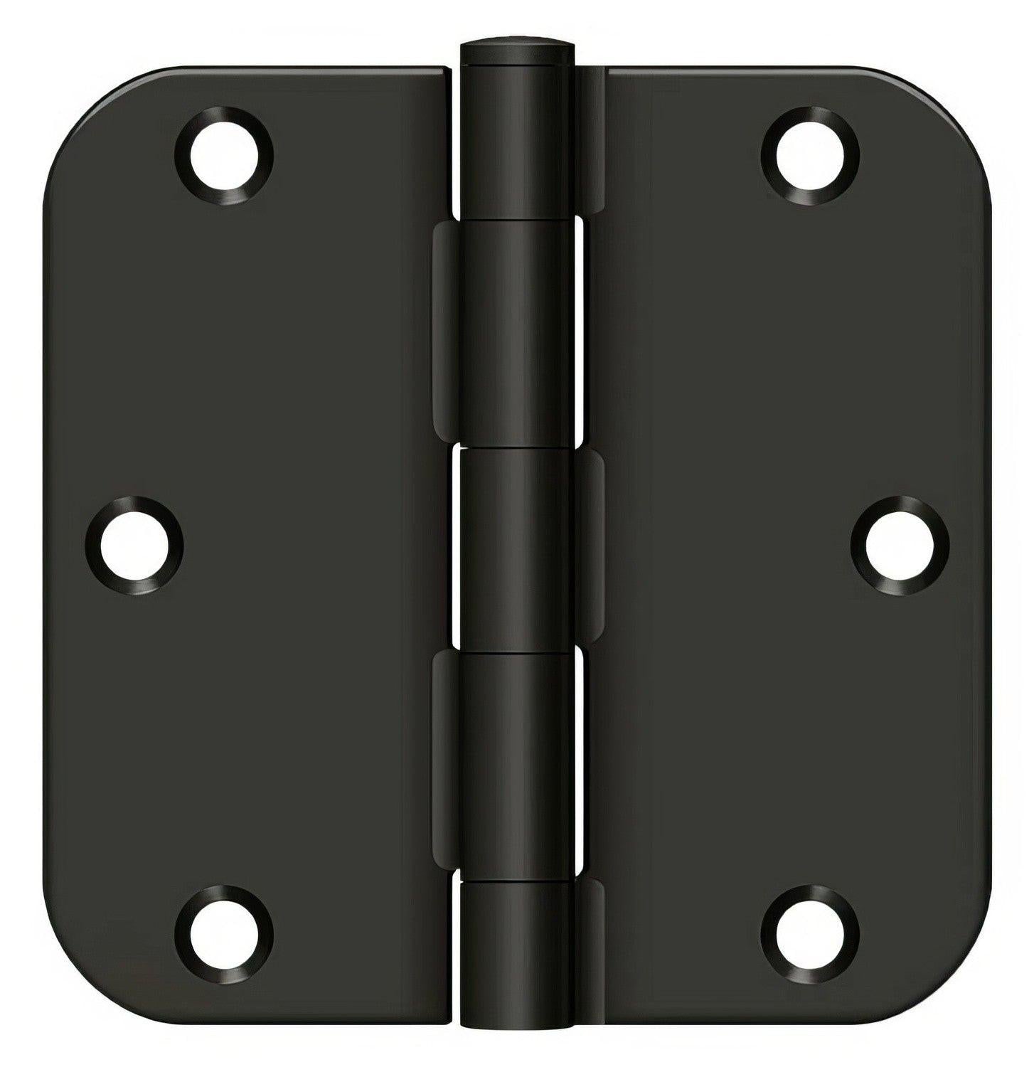 Deltana S35R5BK 3-1/2" x 3-1/2" x 5/8" Residential Thickness Radius Steel Door Hinge