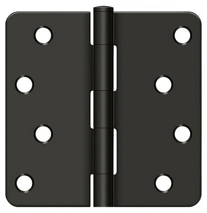 Deltana S44R4BK 4" x 4" Plain Bearing 1/4" Radius Corner Door Hinge - Pair