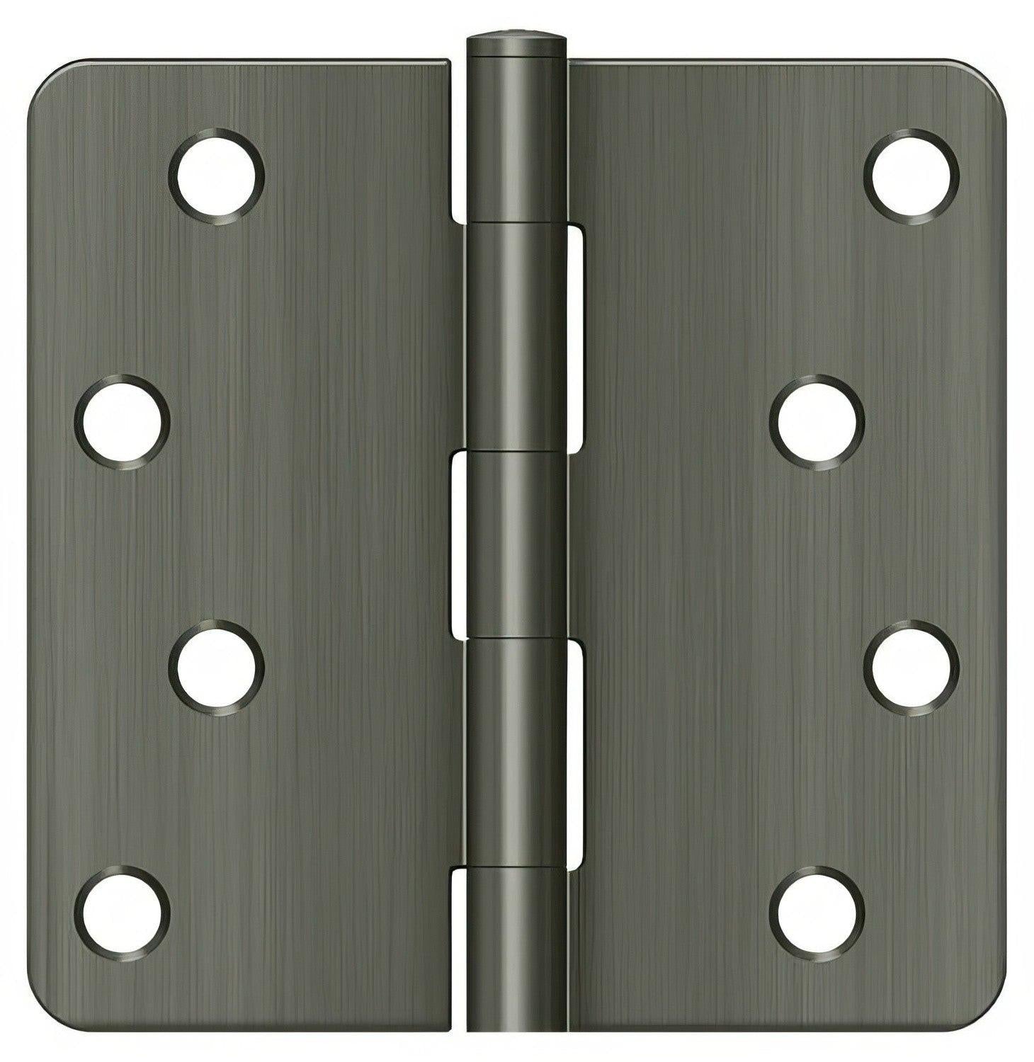Deltana S44R4BK 4" x 4" Plain Bearing 1/4" Radius Corner Door Hinge - Pair.