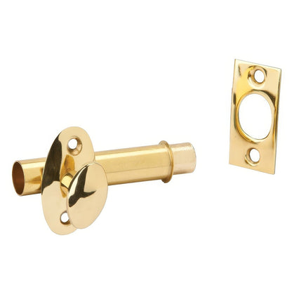 Ives S48B Brass and Steel Mortise Door Bolt 2-1/2" x 9/16" Case 1/2" Throw.