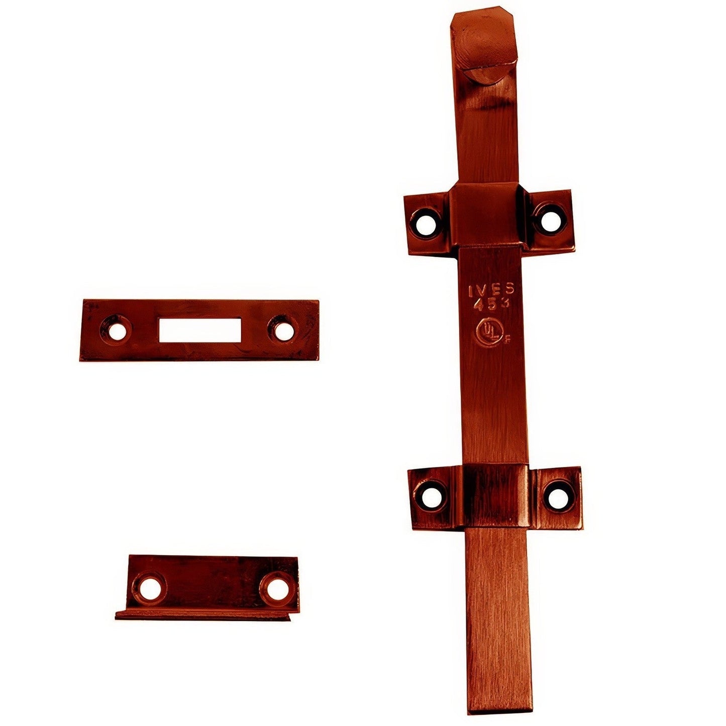 Ives SB453-12 Heavy Duty Steel Top and Bottom Strike UL Listed Surface Bolt 12" Length with 1-13/16" Throw.