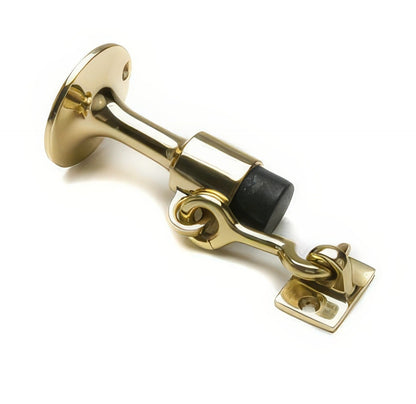 Ives WS445 Cast Brass or Aluminum Wall Door Stop with Manual Hold-Open Hook 5 3/4" Engaged Projection