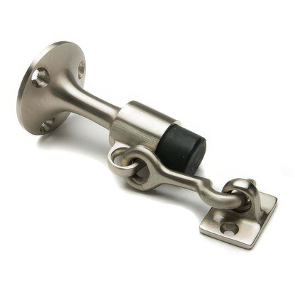 Ives WS449 Cast Brass or Aluminum Wall Door stop with Manual Hold-Open Hook 5-3/4" Projection Using Wood Screws